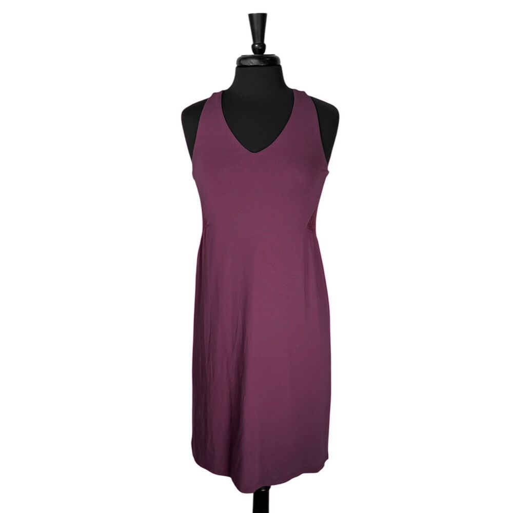 KUHL Serene Dress Womens Small Burgundy Tank Crochet Racerback Ruched Stretch